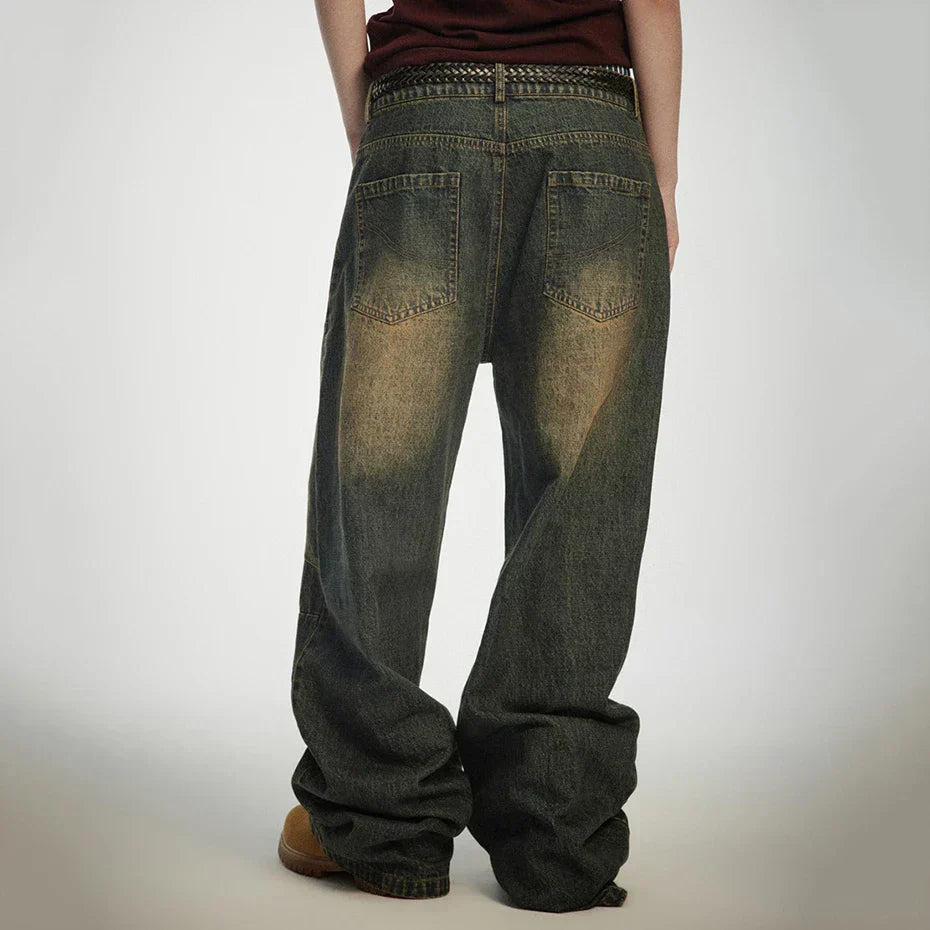 Faded Blue Distressed Denim Jeans