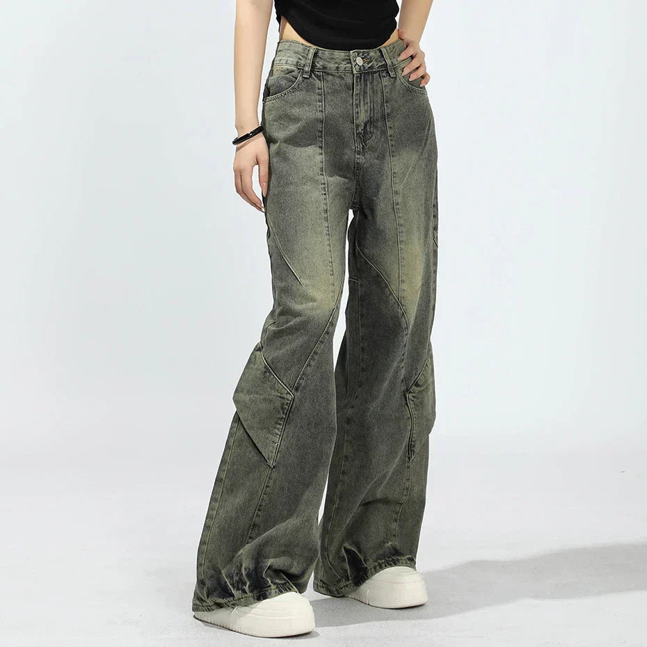 Urban Patchwork Wide-Leg Jeans