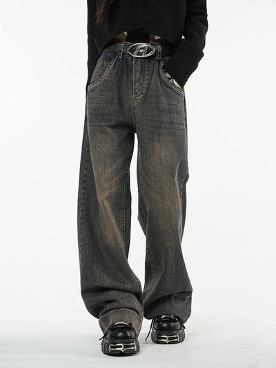 Straight Fit Washed Denim